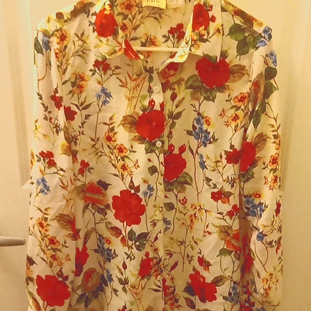 Elie Tahari Red and Blue Blouse